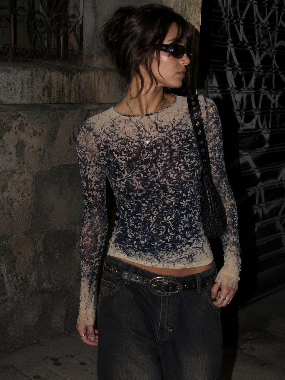 Vintage Y2K Jean Paul Gaultier Maille Classique Arabesque Long Sleeve Mesh Top
